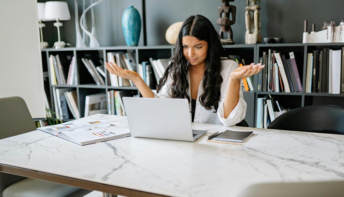 Working woman looking confused by ambiguity in translation