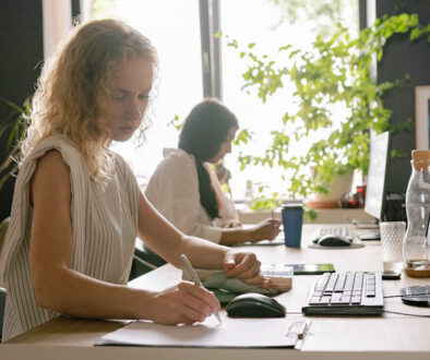 Machine Translation Post-Editing: Editor working at her desk