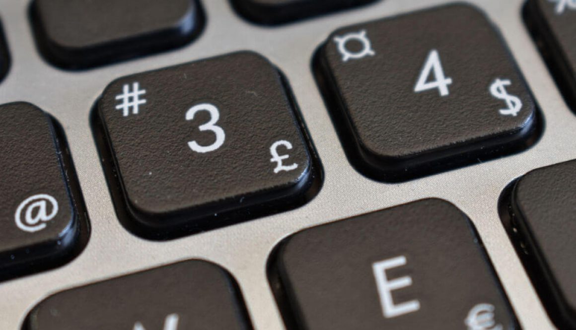 The @-sign on a keyboard