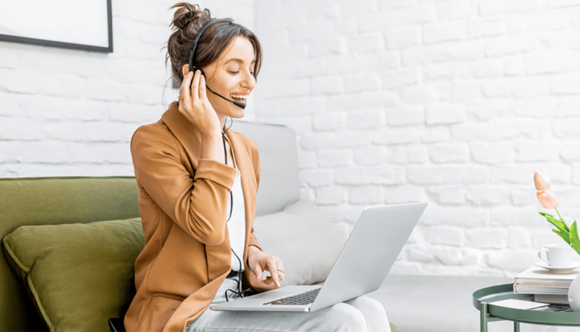 Business woman talking on the phone — learn a new language online and boost your career!