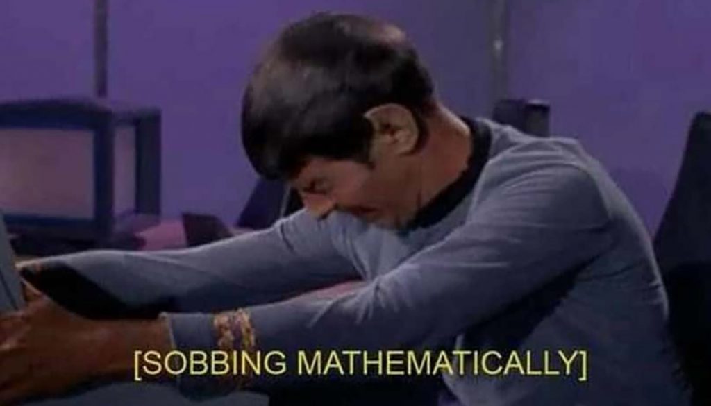 How accurate are subtitles? Photo shows Spock (Star Trek) crying, the caption reads "Sobbing mathematically"