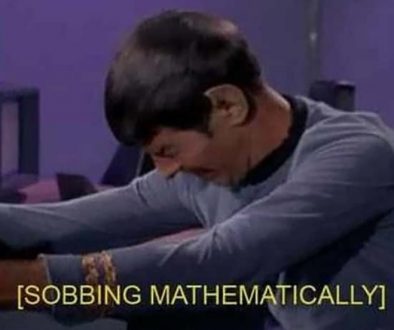 How accurate are subtitles? Photo shows Spock (Star Trek) crying, the caption reads "Sobbing mathematically"