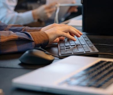 Office worker writing an email