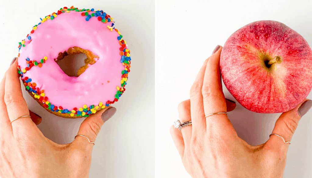 Preference: Choosing between a donut and an apple.