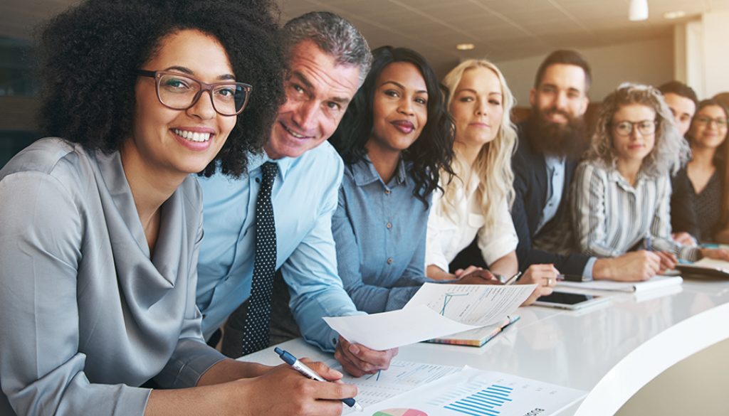 diverse, professional translators together in an office
