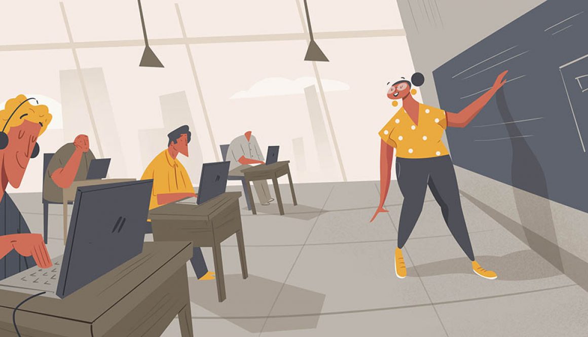 Illustration representing employee onboarding, and the impprtance of translation of Employee Manuals
